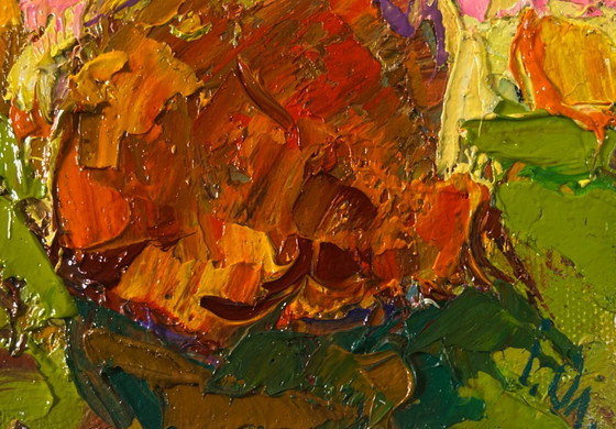 Image 1 of Original Oil Painting Day Field Landscape Spring peace on the outskirts