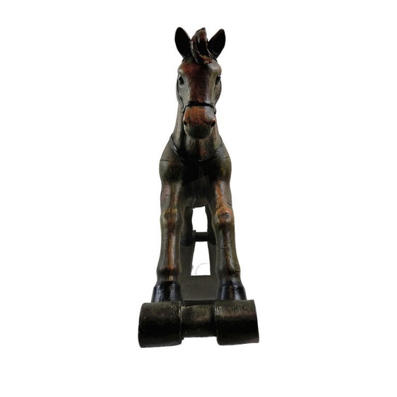 Image 1 of Stoer Houten Schommelpaard – Retro / Vintage Decoratie