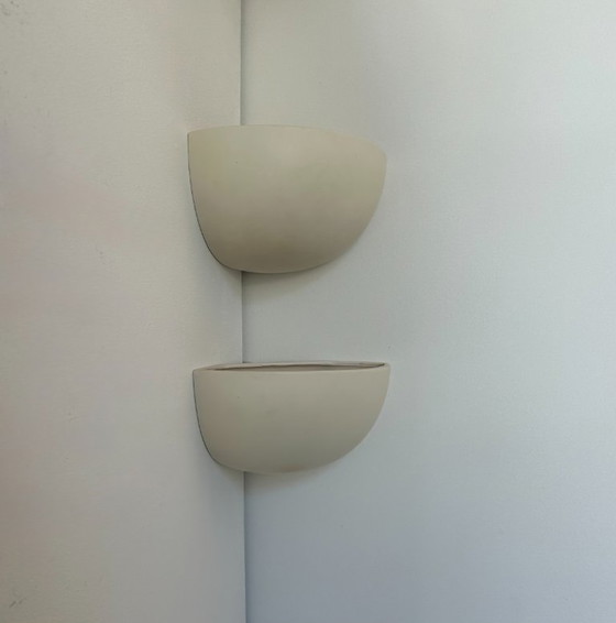 Image 1 of Pair of white matte porcelain corner sconces, France 1970