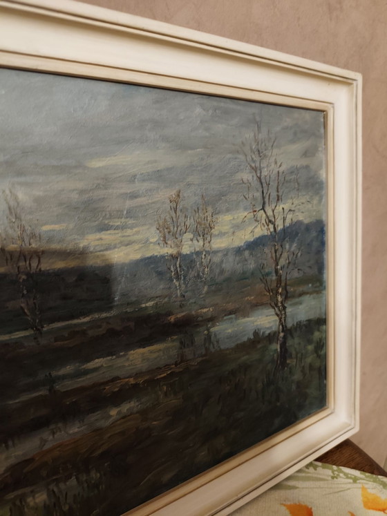 Beautiful vintage oil painting, Art, Wood, Canvas, Blue (photo 5 of 8)