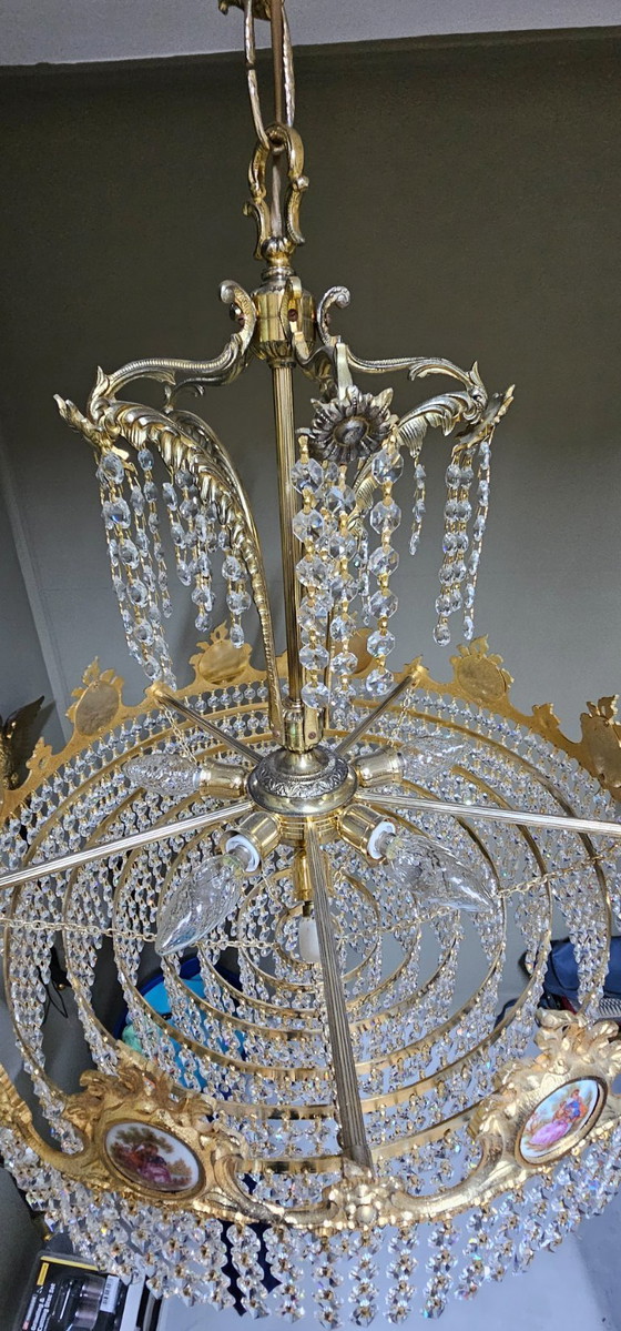 Image 1 of Kroonluchter met geslepen kristallen