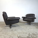 Poltrona lounge girevole in pelle De Sede DS-31, design vintage anni '60.