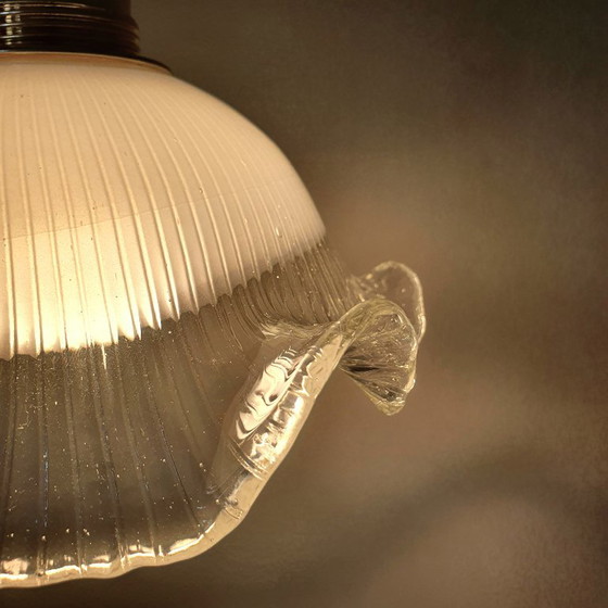 Set di 2 lampade a sospensione vintage in vetro bianco satinato, forma floreale, texture – Metal (photo 19 of 23)