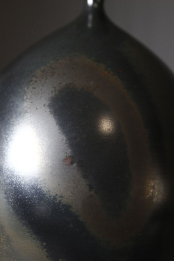 Image 1 of Yves Gaget in Biol – Soliflore-Vase aus geräuchertem Terra Sigillata, 1980er Jahre