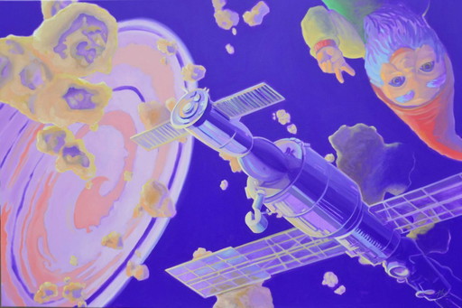 Entre maïs et crème, huile sur toile, 150 x 100 cm, Sandra Kolondam