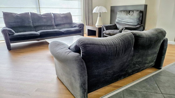 Bankstel Met 3-Zit, 2-Zit En Loungezit Maralunga Van Cassina – Velvet, Textile (photo 6 of 7)