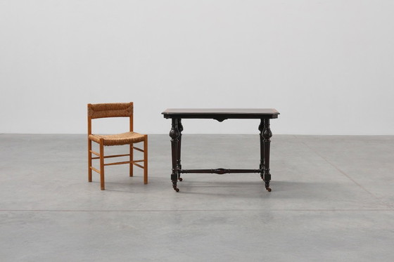 Image 1 of 19th Century English side table with geometric wood inlay by John Taylor & Sons