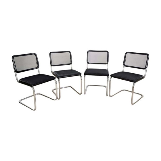 Image 1 of Originele set van 4 Thonet stoelen S32N mesh design cantilever