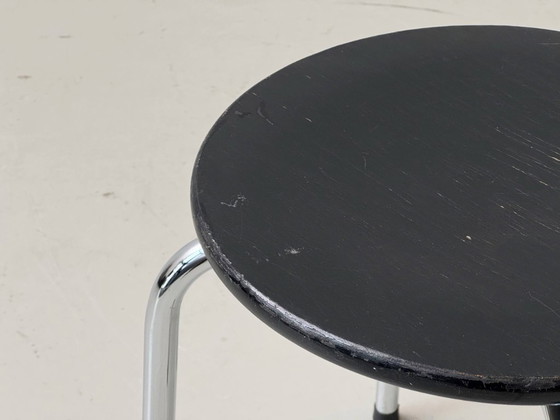 Image 1 of Tabouret à structure chromée et assise en bois, par Zingg-Lamprecht, années 1970