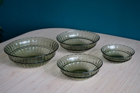 A.D. Copier Neerlandia | 4 Ciotole Verde Argento | Leerdam 1939 – Stoviglie, Glass (photo 3 of 6)
