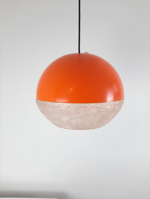 Lampe pendante vintage des années 70, lampe pendante en plastique à ampoule orange