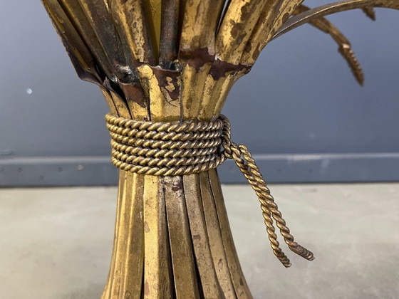 Image 1 of Vintage gilt metal sheaf of wheat coco chanel coffee table, 1960s