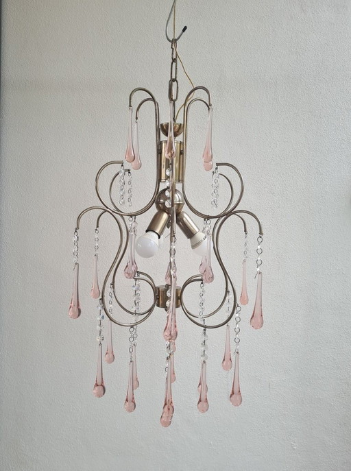 Antique Italian Chandelier Murano Glass Italy 1940s