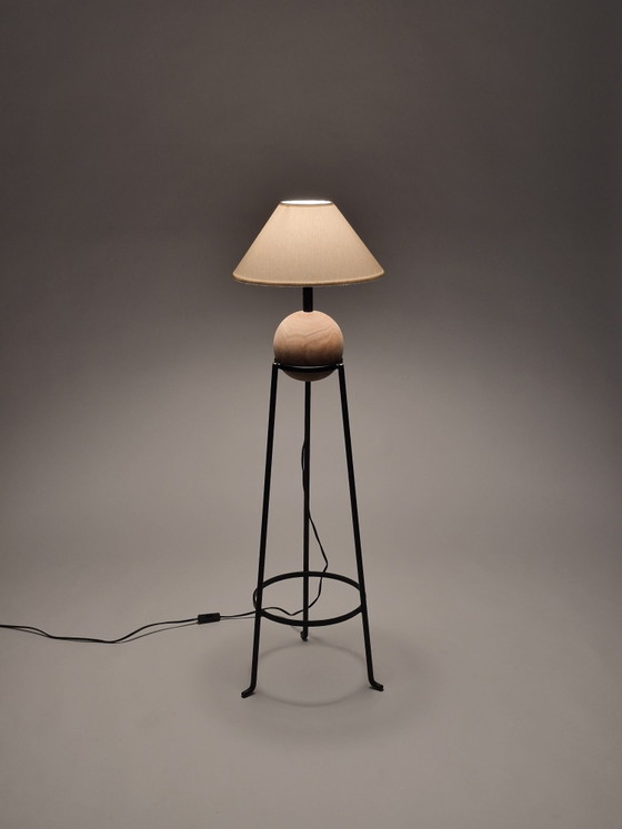 Vintage postmoderne minimalistische vloerlamp van hout en metaal – Vloerlampen, Metal, Wood (photo 10 of 10)