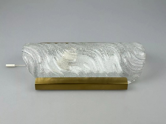 Image 1 of 60s 70s wall lamp Fischer Leuchten Germany Wall Sconce Ice Glass Design
