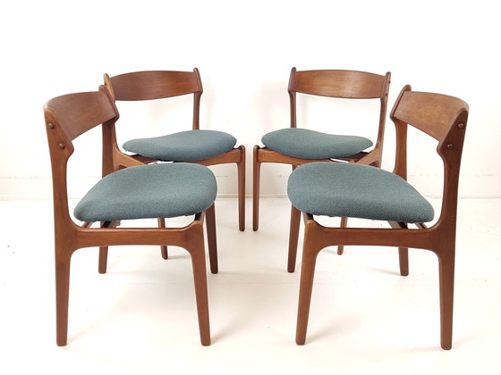 Image 1 of Sedie vintage Erik Buch modello 49 tessuto lana vergine De Ploeg