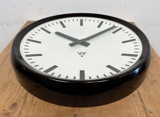 Image 1 of Large Industrial Bakelite Factory Wall Clock from Pragotron, 1960s