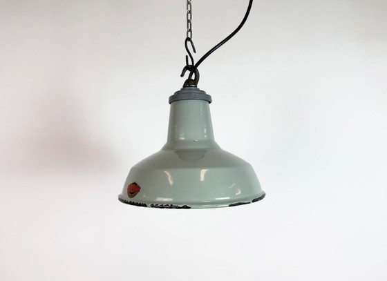 Image 1 of Industriële grijze geëmailleerde hanglamp van Thorlux uit de jaren 60.