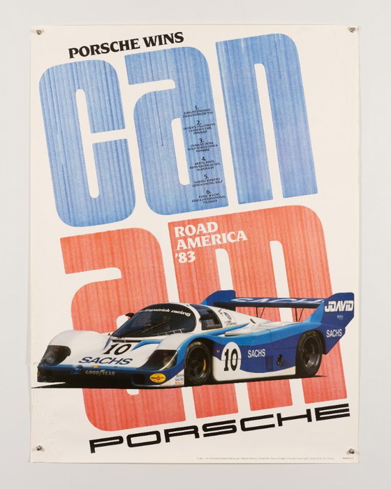 Image 1 of Porsche vince la Can Am – Poster originale vintage Porsche del 1983 di Gruppe C – Motorsport anni '80 – 102x76 cm
