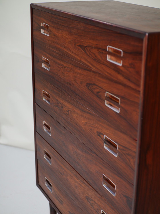 Image 1 of Tall Chest of Drawers Danish Vintage Rosewood Metal