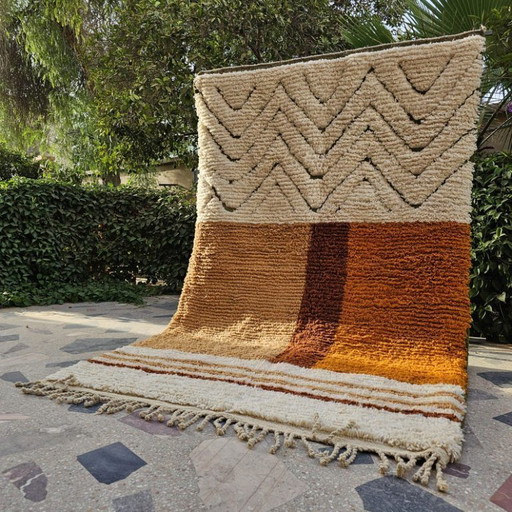 Beni Ourain Marokkaans tapijt, 3x2,5m Berberbruin tapijt, tapijt in aardetinten, terracotta tapijt