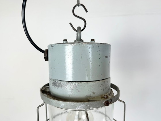 Image 1 of Lampada industriale a gabbia in alluminio con vetro trasparente di Elektrosvit, anni '70