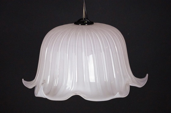 Image 1 of Grande lampadario vintage a forma di fiore in vetro di Murano rosa, Italia, anni '80.