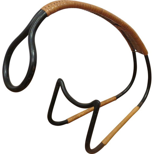 Vintage-Flaschenhalter aus Metall und Rattan von Laurids Lonborg, 1960