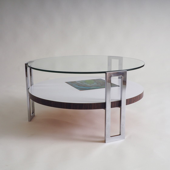 Image 1 of Tavolino rotondo in vetro e cromo dell'era spaziale