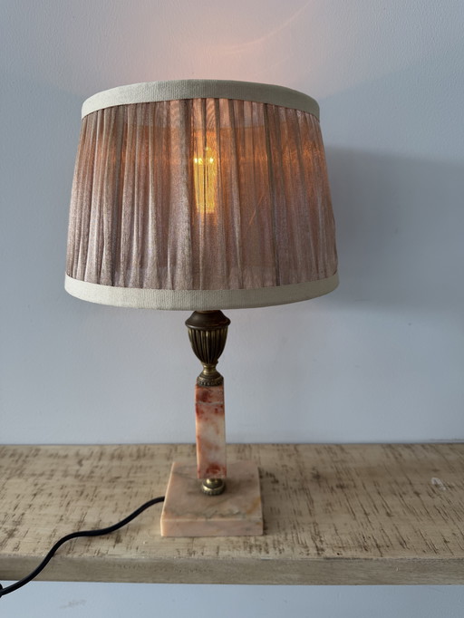 Vintage tafel lamp met onyx marmer