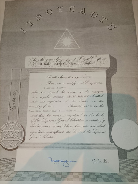 Image 1 of Certificat authentique maçonnique