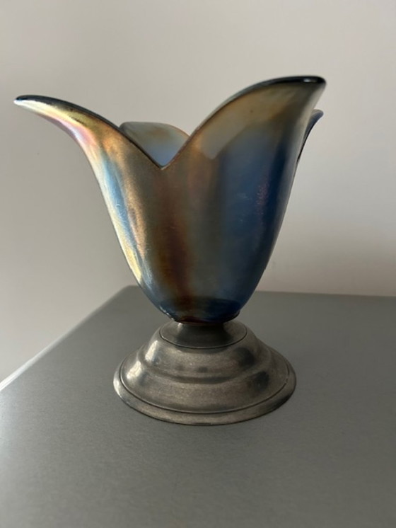 Image 1 of Tulip vase with pewter pewter base (2x)