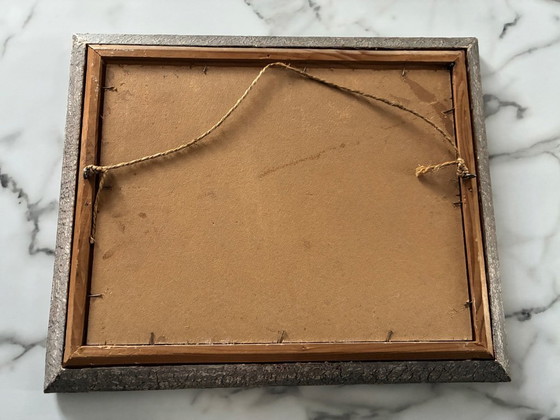 Image 1 of Antique oil painting on plywood, village church