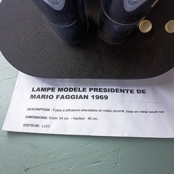 Image 1 of Seltenes Paar „Presidente“ Tischlampen – Mario Faggian für Luci (1969)