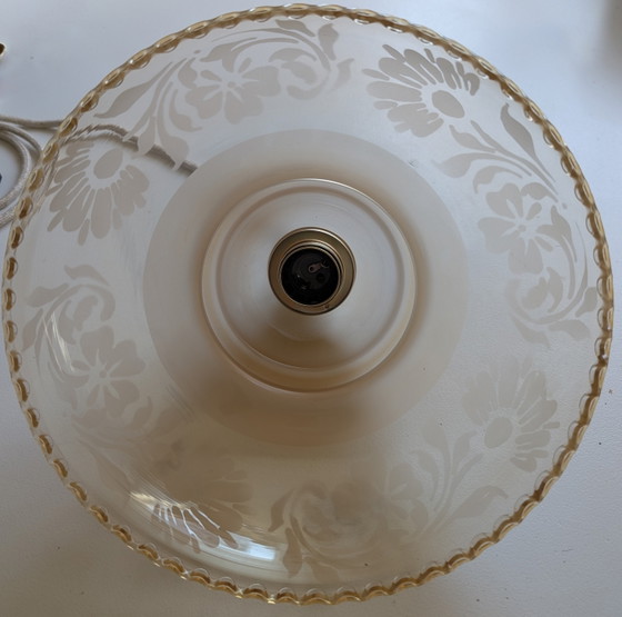 Image 1 of nostalgische sfeervolle glazen lampenkap met bloemmotief