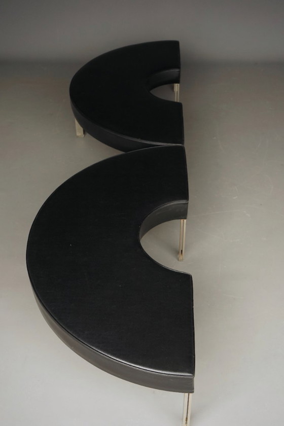Mid-Century Round Modernist Benches. 1960s. Set of 2 – Metal, Plastic (photo 10 of 23)