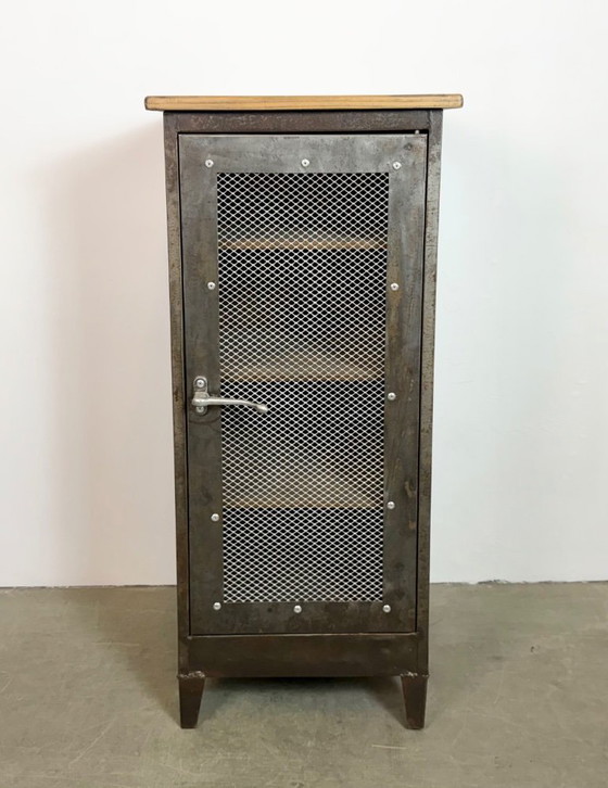Image 1 of Industrial Iron Cabinet with Mesh Door, 1960s