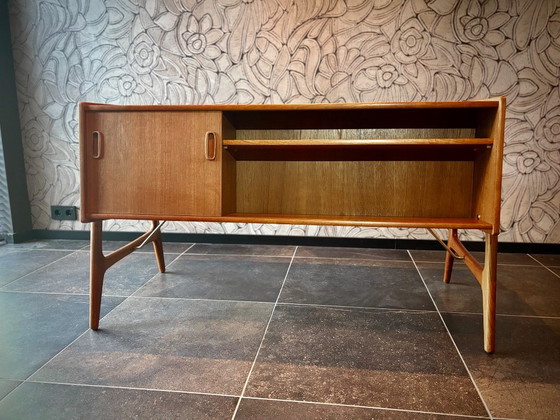 Teak Bureau 'Haarlem' Van Arne Wahl Iversen voor O.M.F., 1960s – Wood, Brass (photo 4 of 9)