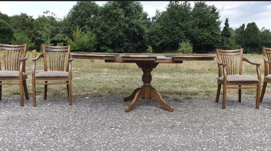Image 1 of Bannink jugendstil eiken eetkamer tafel uitschuifbare 