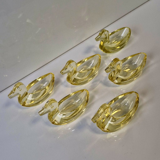 Gebrüder Feix Albrechtsdorf 6 eenden voor zout/schnaps kristalglas circa 1930