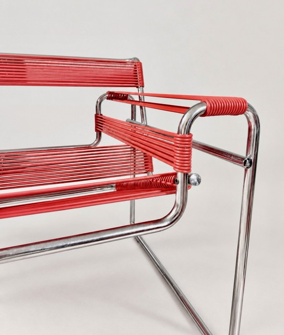 Sedia Wassily Vintage, Cordino Spaghetti Rosso, Italia, Poltrone, Cromo, Altro (foto 2 di 10)