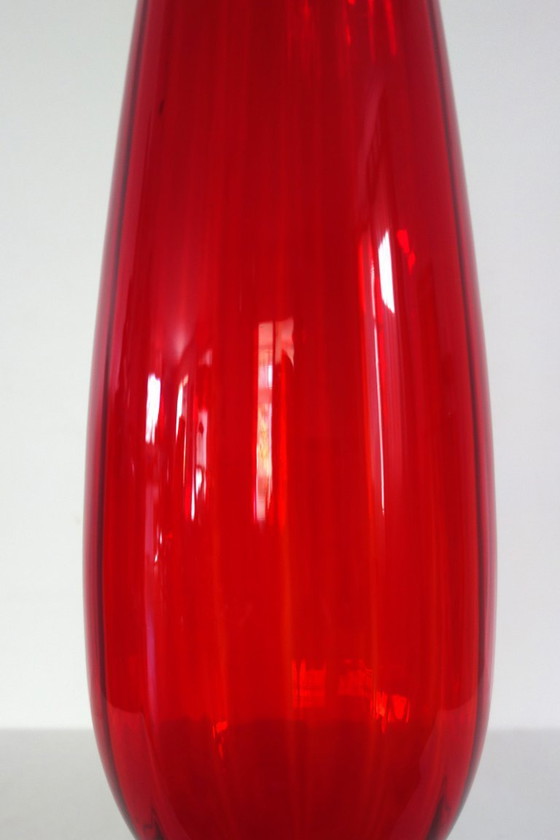 Image 1 of Large vintage red glass vase, 50cm