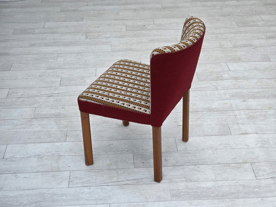 Image 1 of 1960s, set de 2 fauteuils danois, tissu traditionnel danois en laine tissée, pieds en bois de frêne.