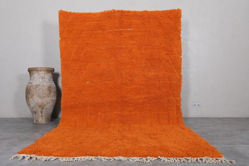 Alfombra tejida a mano de pura lana naranja, 2/3 m
