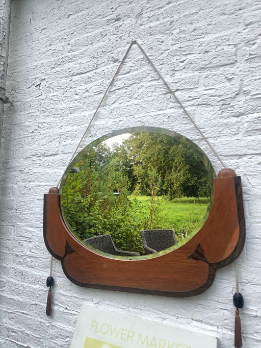 Miroir ancien en bois Art Déco