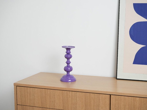 Image 1 of Purple metal candlestick, Danish design, 1970s, made in Denmark