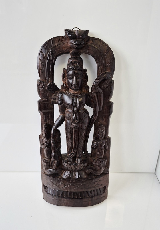 Image 1 of Hindu gods: Rama, Hanuman, Manasa, carved wooden figures