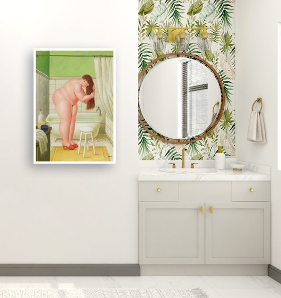Image 1 of Hairdressing Session in the Bathroom - Fernando Botero Poster 50 × 70 Cm
