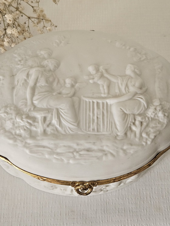 Image 1 of 20th century Limoges porcelain bisque jewelry box