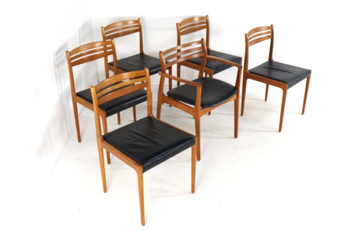 Ensemble de 5 + 1 chaises vintage danoises
